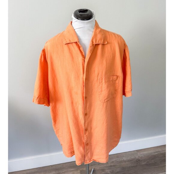 Pronto Uomo 100% Orange Linen Top - Picture 1 of 8